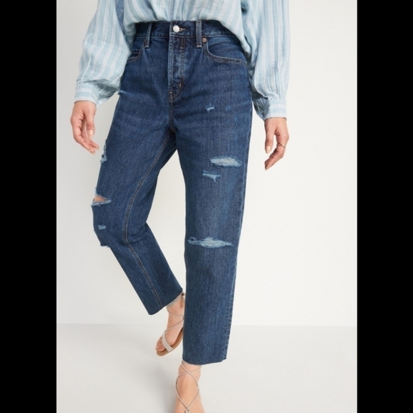 Old Navy High-Rise Slouchy Straight Cropped Jeans - Size 6 - Picture 1 of 11